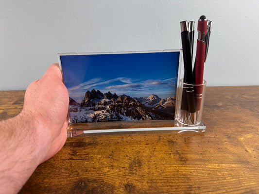 Personalised Acrylic Photo Frame with Pen Holder