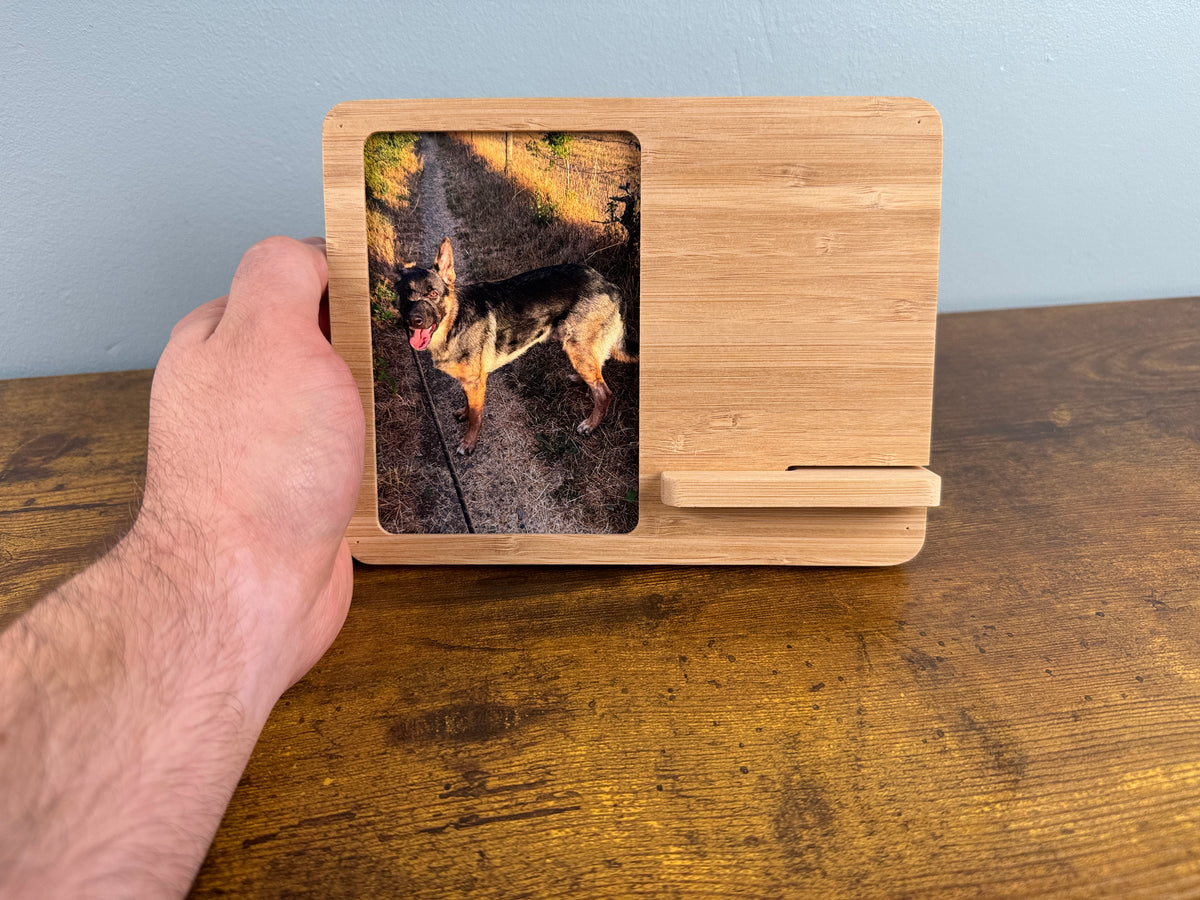 Bamboo Wireless Charger & Photo Frame