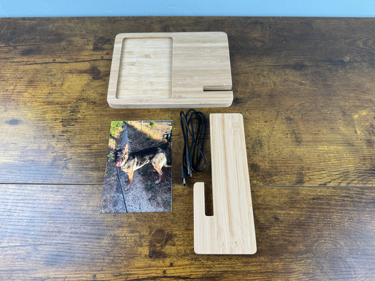 Bamboo Wireless Charger & Photo Frame