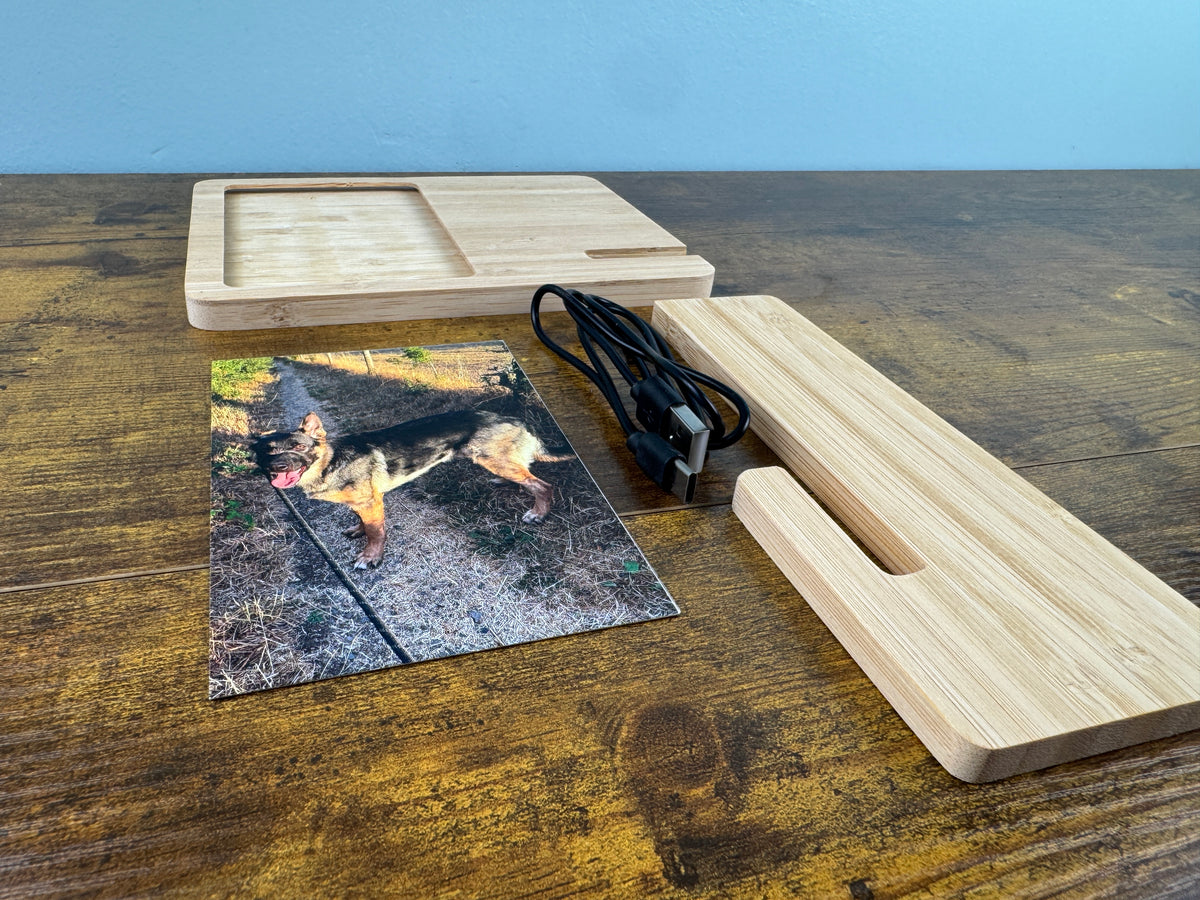 Bamboo Wireless Charger & Photo Frame
