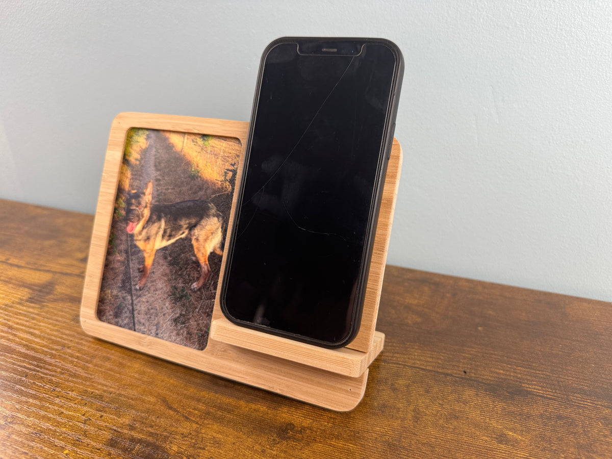 Bamboo Wireless Charger & Photo Frame