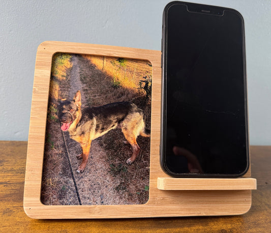 Bamboo Wireless Charger & Photo Frame