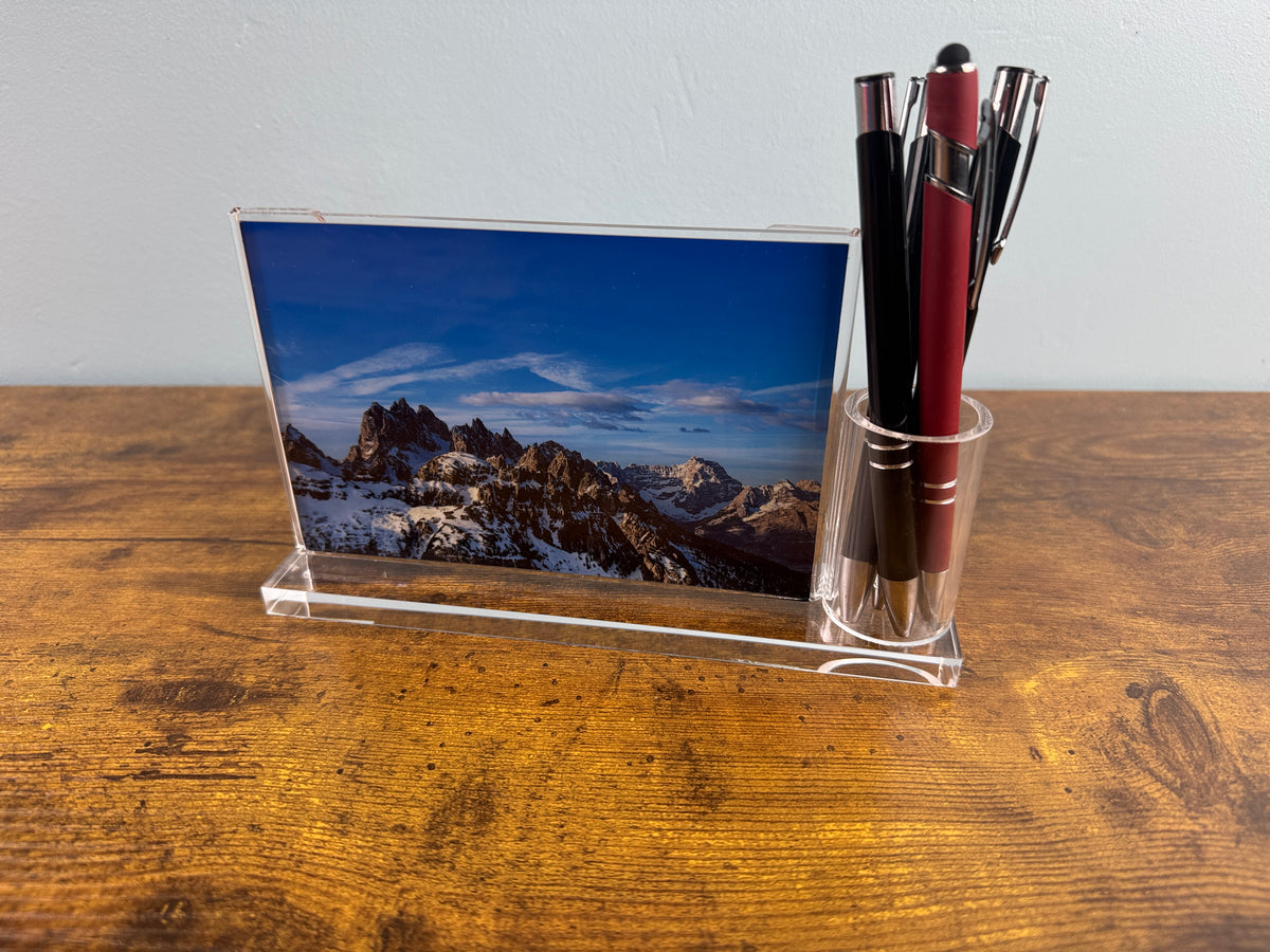 Personalised Acrylic Photo Frame with Pen Holder