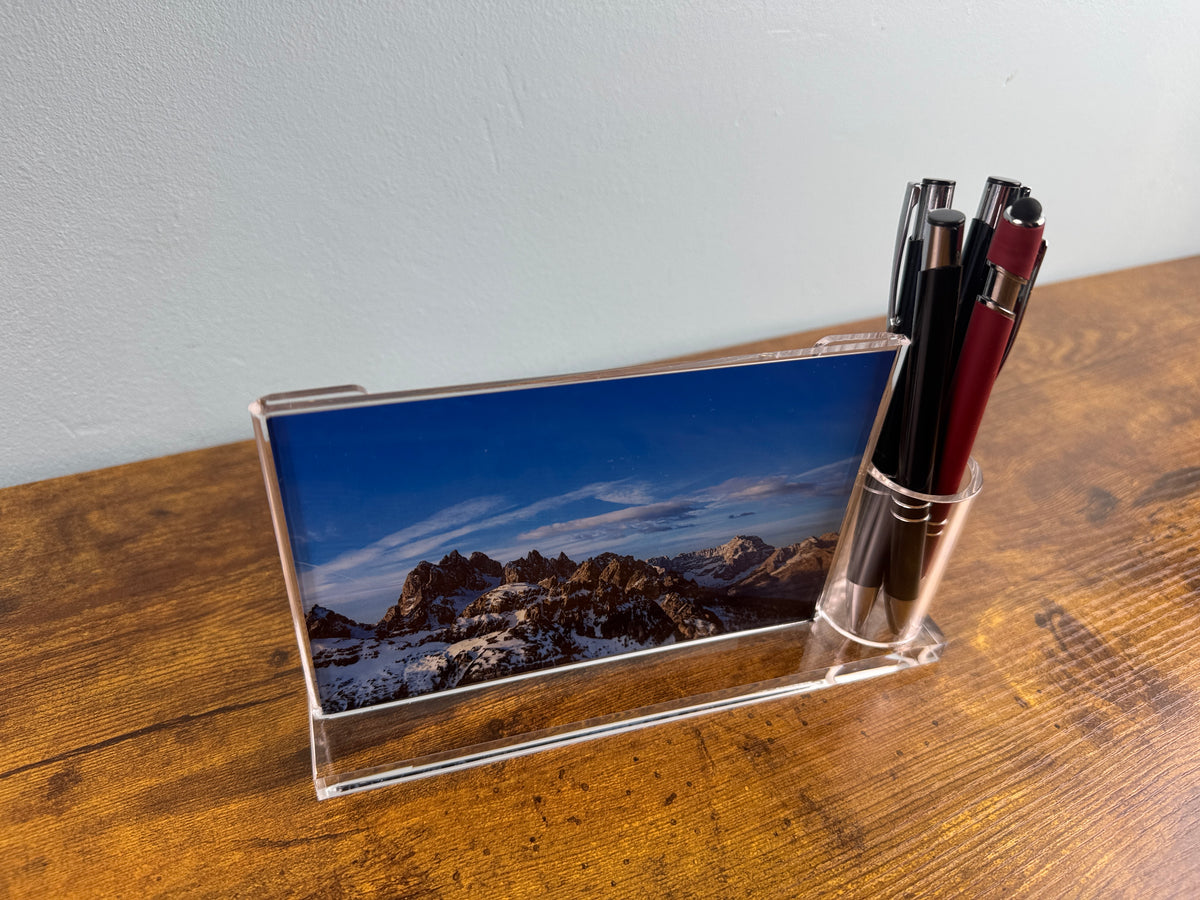 Personalised Acrylic Photo Frame with Pen Holder