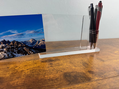 Personalised Acrylic Photo Frame with Pen Holder